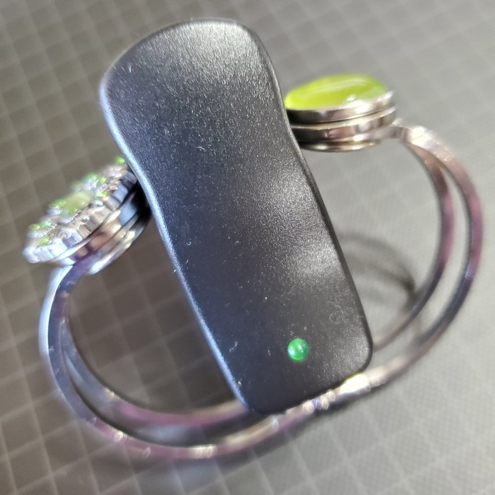 Spring Hinged Bracelet With Dual Button Snap Deco… - image 7